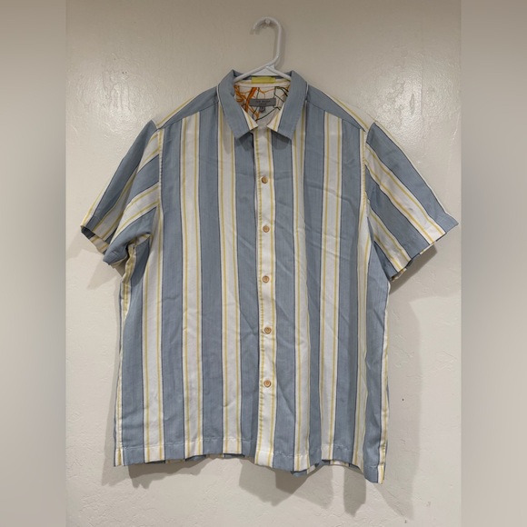 Ted Baker Blue Off White Vertical Stripe Short-Sleeve Lightweight Shirt Size 5 - Picture 2 of 6